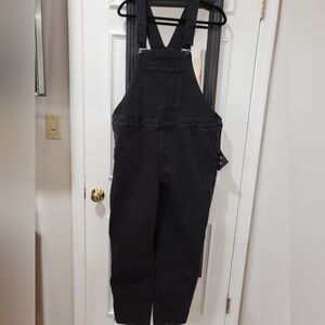 Black denim overalls